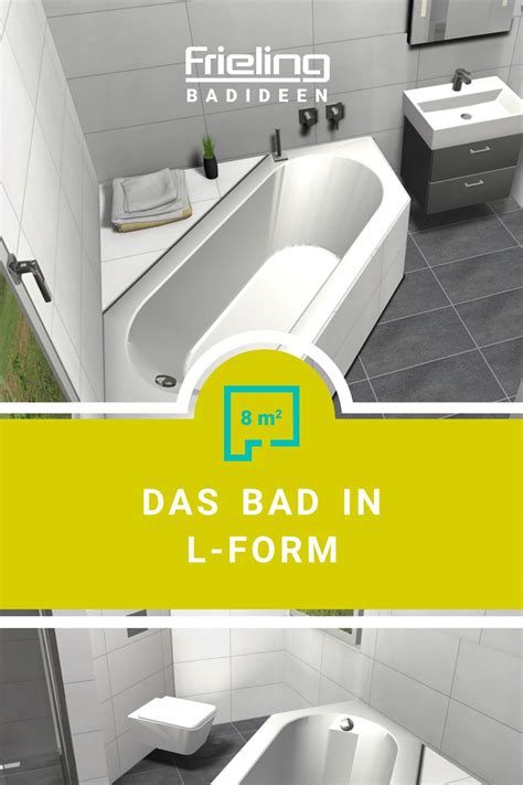 Langlebige, weiche veloursoberfläche für angenehmen komfort. Das Bad in L-Form | 8 qm | Badewanne, Große dusche, Baden