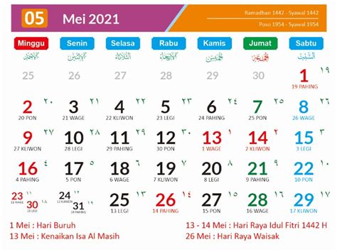 Larangan mudik lebaran tahun 2021 tertuang dalam surat edaran nomor 13 tahun 2021 tentang peniadaan mudik hari raya idul fitri tahun 1442 hijriah dan. Kalender Tahun 2021 Indonesia Lengkap Jawa Hijriyah ...