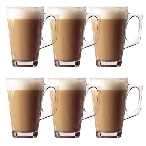 6 X 240ml Latte Glasses Tea Cappuccino Glass Tassimo Costa Coffee Cups Mugs Ebay
