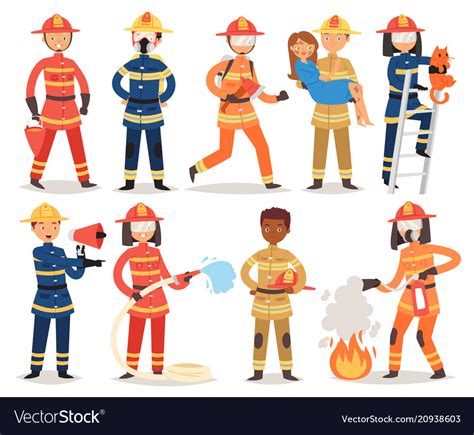 Firefighter Cartoon Fireman Character Royalty Free Vector