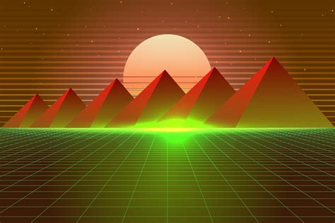 Retro Sci Fi Futuristic Background 1980s And 1990s Style 3d