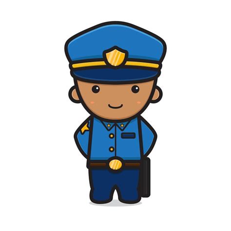 Lindo Personaje De Policía Con Uniforme De Dibujos Animados Vector