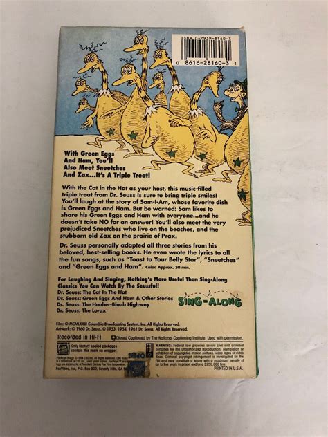 Dr Seuss Green Eggs And Ham Other Stories Vhs Tested Rare