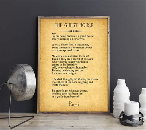 Rumi Quote The Guest House Poem By Rumi Inspiring Poem Guest Etsy Uk