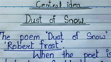 Dust Of Snow Central Idea Class 10class 10 Important Central Idea