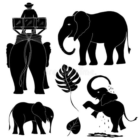 Siluette Degli Elefanti Per Progettazione Differente Illustrazione