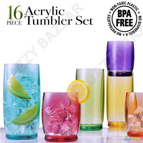 16 Acrylic Plastic Tumbler Water Drinking Glasses Drink Glass High Ball