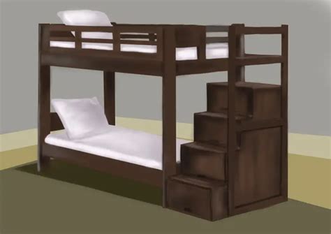 Learn How To Draw A Bunk Bed Furniture Step By Step Drawing Tutorials