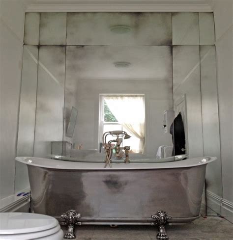 private residence formby art deco style bathroom wall spashback antique mirror glass mirror
