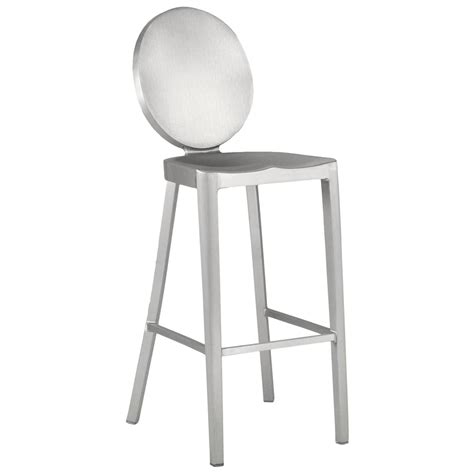 Emeco Kong Barstool With Arms In Brushed Aluminum By Philippe Starck