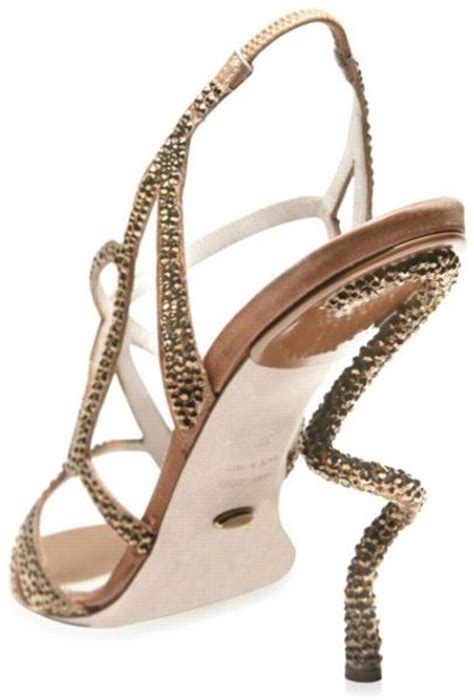 Sergio Rossi Crystal Spiral Heel Sandals In Gold Copper Lyst