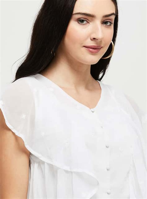 Buy Max Women Embroidered Sheer Top With Ruffled Sleeves From Max At
