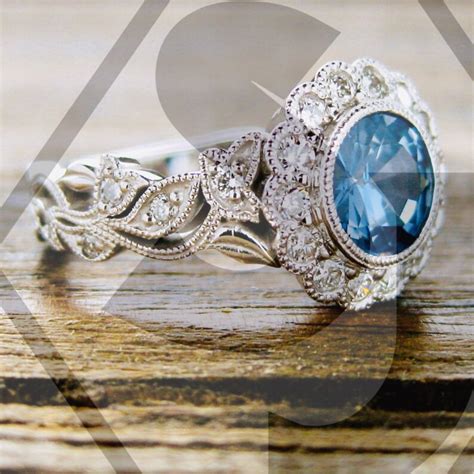 Light Blue Sapphire Engagement Ring In 14k White Gold With Etsy