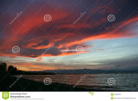 Stormy Sky Over Ohrid Lake At Sunset Stock Image - Image of nature ...
