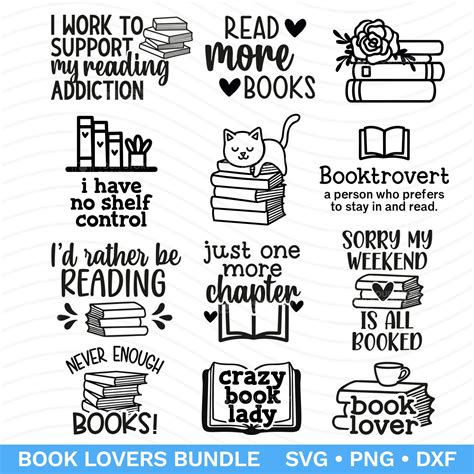 Book Svg Bundle 12 Reading Cut Files For Book Lovers