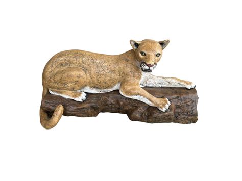 Cougar Laying On The Log Aluminum Outdoor Statue Aluminum Sculptures