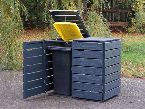 Mülltonnenboxen gibt es im handel in zig ausführungen, aus holz, kunststoff oder edelstahl. 2er Mülltonnenbox / Mülltonnenverkleidung Holz 240 L ...