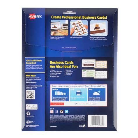 Avery 5371 Printable Business Cards Webstaurantstore