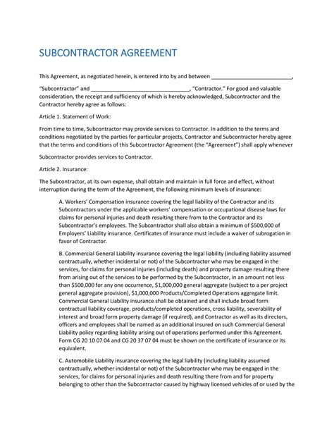 Need A Subcontractor Agreement 39 Free Templates Here