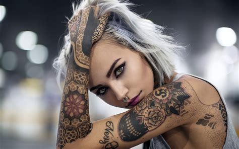 wallpaper tattoo women hot babe piercing suicide girls inked girls nose ring 1280x800