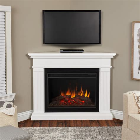 Real Flame Kennedy Grand 56 In Corner Electric Fireplace In Dark White