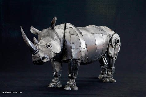 Andrew Chase Mechanical Articulated Rhino Sculpture