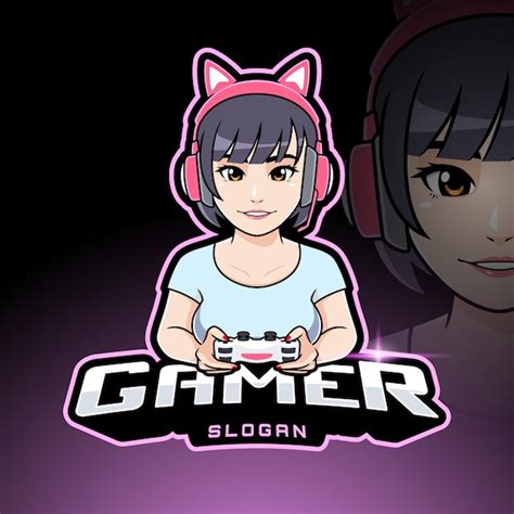 Premium Vector Cute Gamer Girl With Headset Esport Mascot Logo