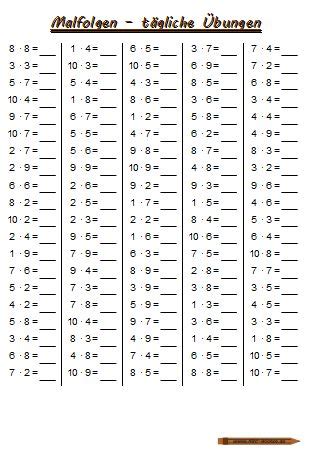Wir müssen aber das einmaleins auf den platz. Malfolgen - tägliche Übungen zum kleinen Einmaleins • ABC ...