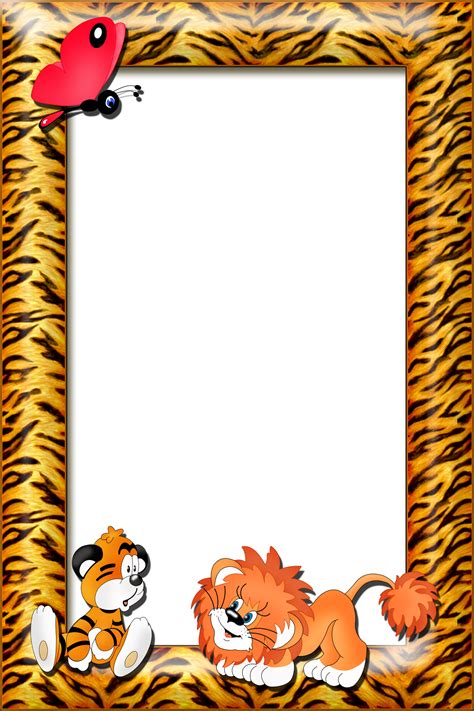 Kids Transparent Photo Frame With Tiger And Lion Картинки Рамки Детские