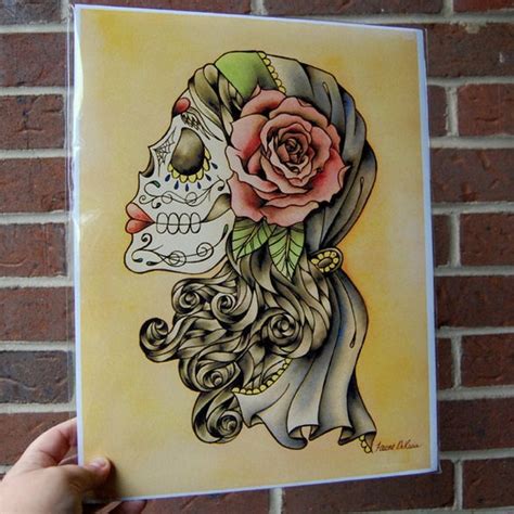 Items Similar To 11x14 Sugar Skull Gypsy Rose Print Of An Original