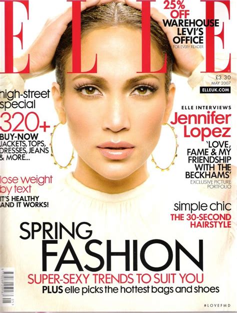 Cover Of Elle Uk With Jennifer Lopez May 2007 Jennifer Lopez Elle