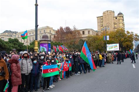Baku Azerbaijan 10 December 2020 Azerbaijan Celebrates Nagorno