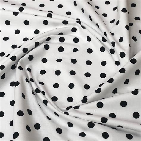 Polka Dot 10mm Black On White 100 Cotton Fabric Sold Per Etsy