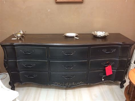 Solid Wood 9 Drawer French Provincial Dresser Painted Black