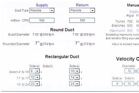 Flex duct =.05 on most metal duct calculator round metal pipe =.06 on most metal duct calculators field duct sizing chart How to Size a Flex Duct | Hvac maintenance, How to plan