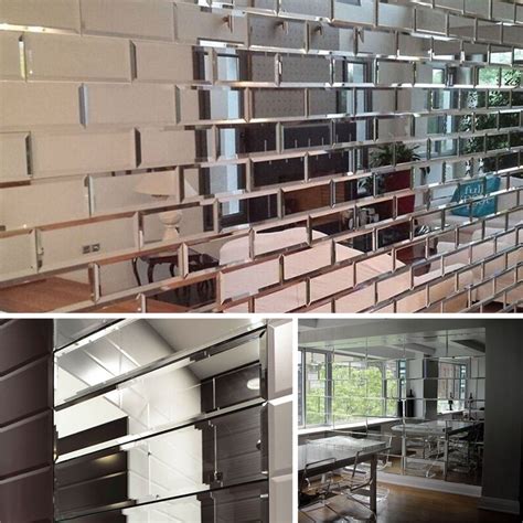 New 44 Tiles Clear Silver Bevelled Mirror Wall Tiles Bricks Kitchen Bathroom Ebay Mirror