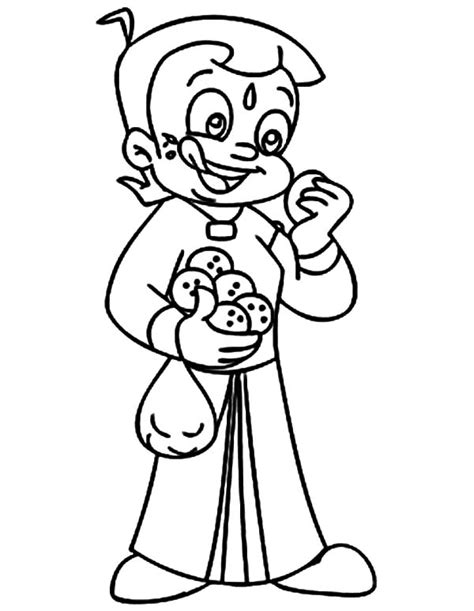 Coloring Pages Chota Bheem Eat Cookies Coloring Pages