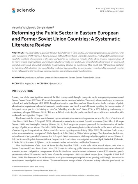 Pdf Reforming The Public Sector In Eastern European And Former Soviet