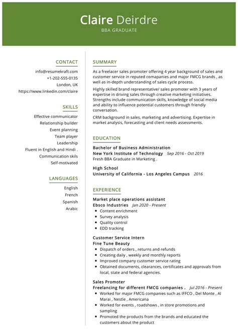 A strong resume makes your chances of getting interviewed higher. Graduate Resume Sample - ResumeKraft