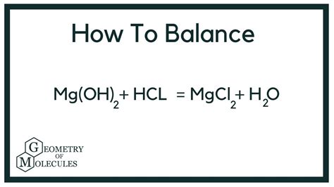 How To Balance Mg Oh Hcl Mgcl H O Magnesium Hydroxide
