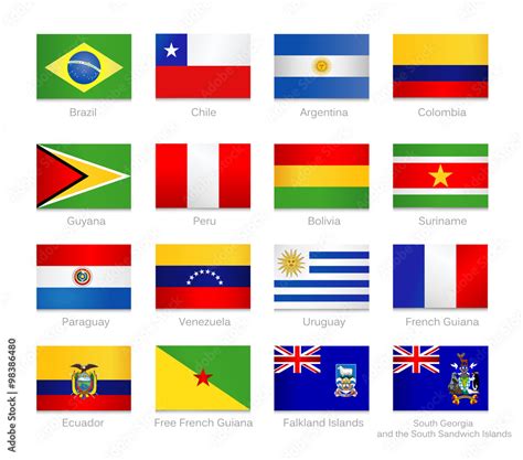 South America Flags Collection Stock Vector Adobe Stock