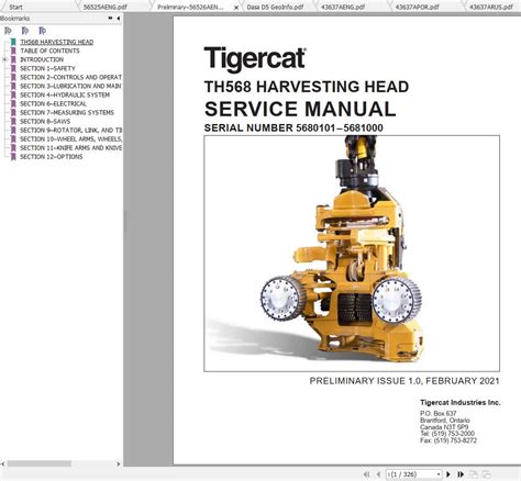 Tigercat Th Harvesting Head Operator S Service