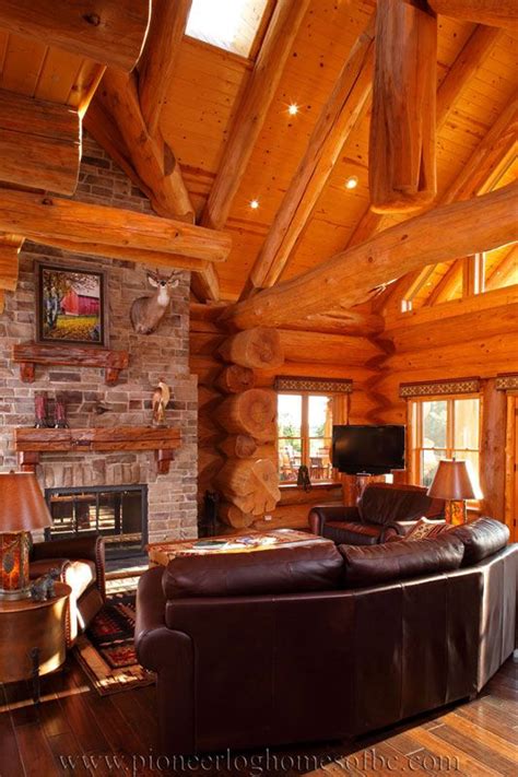 Log Cabin Style Living Room And Loft Designs Log Homes Loft Design