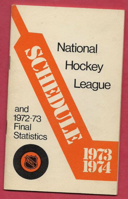 Rare 1973 74 National Hockey League 6 12 By 4 Booklet Schedule Ebay