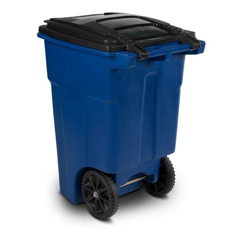 Toter Blue Wheeled Trash Can Rim Polyethylene Outdoor Garbage Resistant