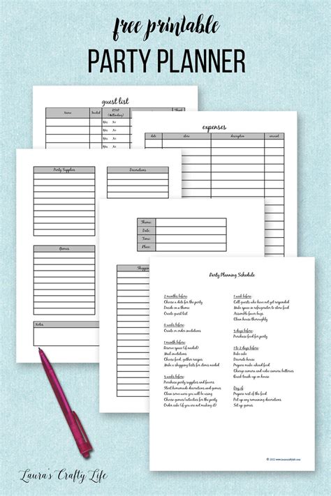 Party Planner Printable Party Planning Printable Party Planning