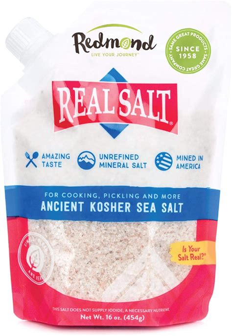 Redmond Real Salt Natures First Sea Salt Kosher Salt 16 Ounce Pouch