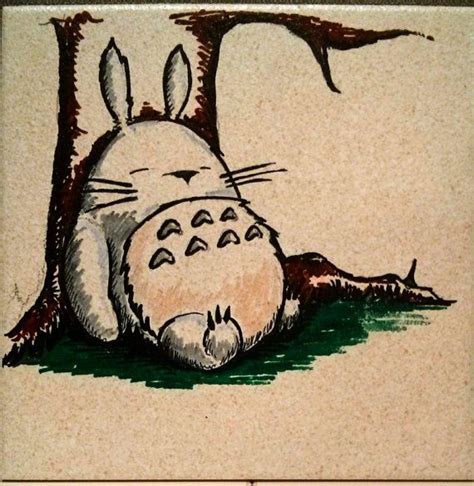 Sleeping Totoro On 8x8 Ceramic Tile With By Scribblesketches 1200