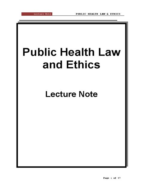 public health law and ethics lecture note pdf tort negligence