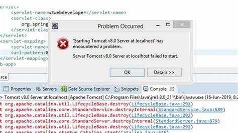 Starting Tomcat V Server At Localhost Has Encountered A Problem